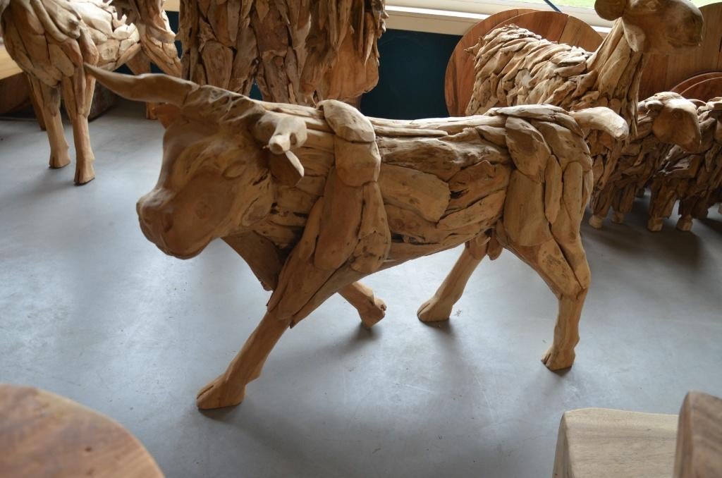 Handgemaakte Os / Stier (90 cm), Verzenden, Nieuw, Hout