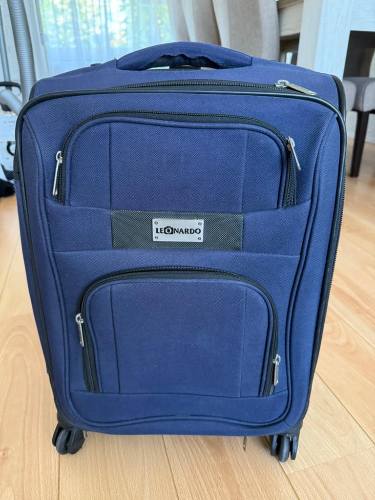 Leonardo Handbagage Koffer - Blauw, Ophalen, Gebruikt, 50 tot 60 cm, Zacht kunststof