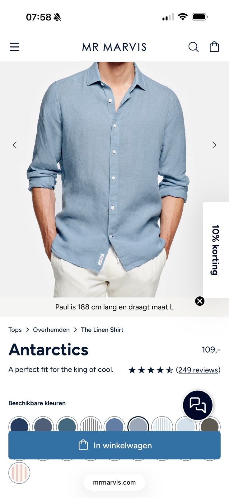 Mr marvis overhemd 'the linen antartics' maat xxl, Kleding | Heren, Overhemden, Ophalen of Verzenden, Zo goed als nieuw, Blauw