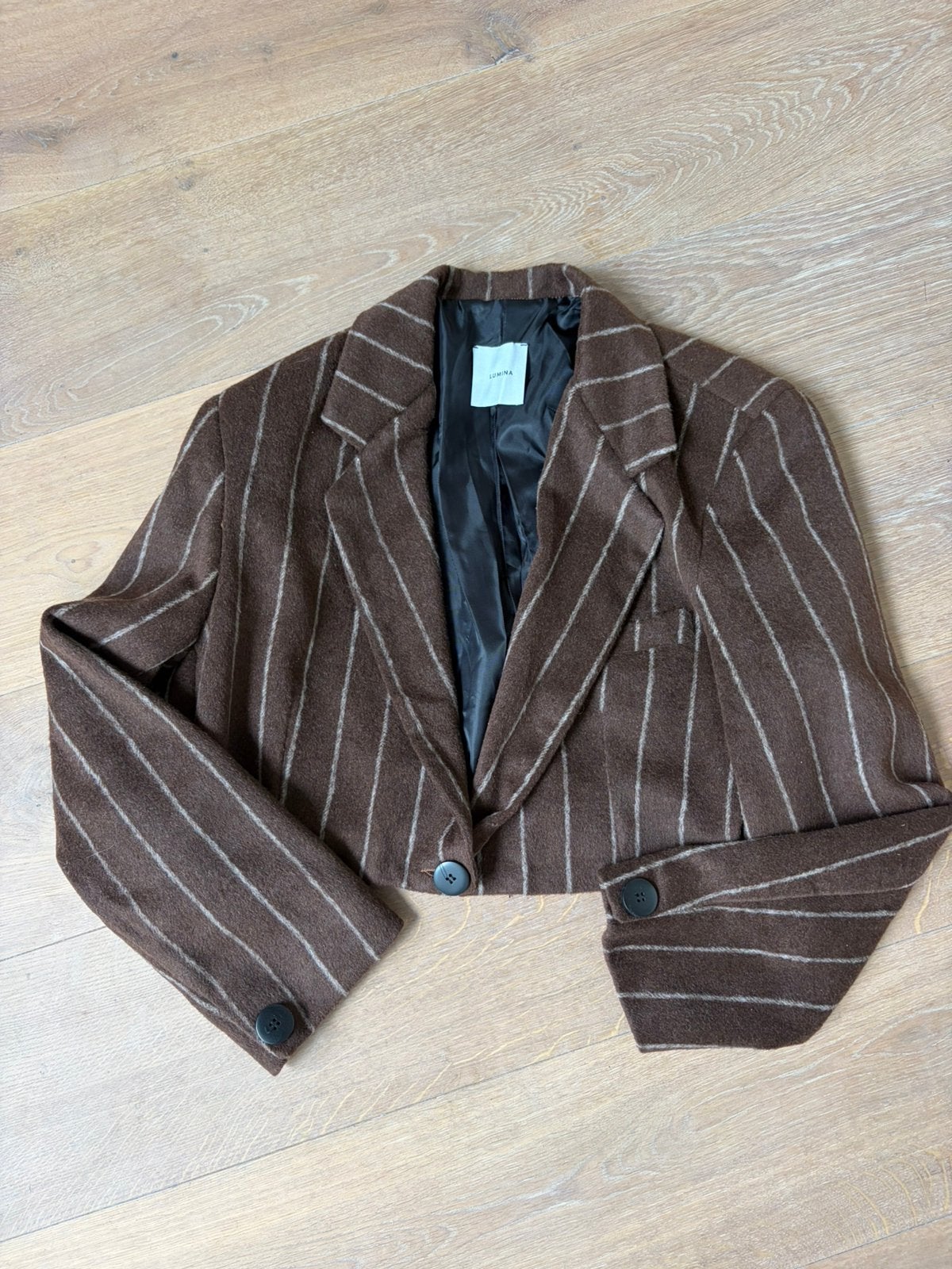 LUMINA cropped blazer bruin krijtstreep mt TU, Prato, Italie, Verzenden, Nieuw, Jasje
