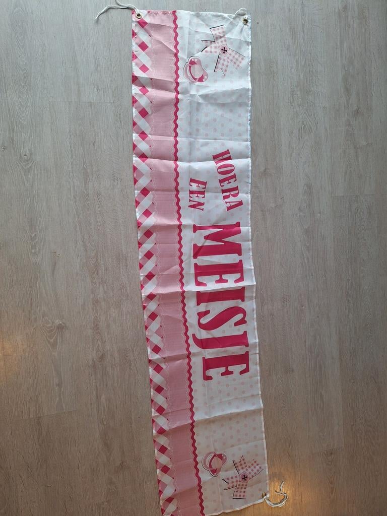 Hoera meisje geboren banner, Ophalen of Verzenden, Zo goed als nieuw