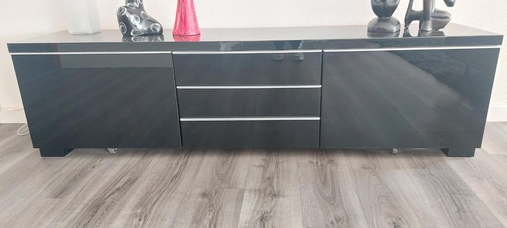 Ikea Besta Burs Dressoir Hoogglans Zwart, Ophalen, Zo goed als nieuw, 25 tot 50 cm, 150 tot 200 cm