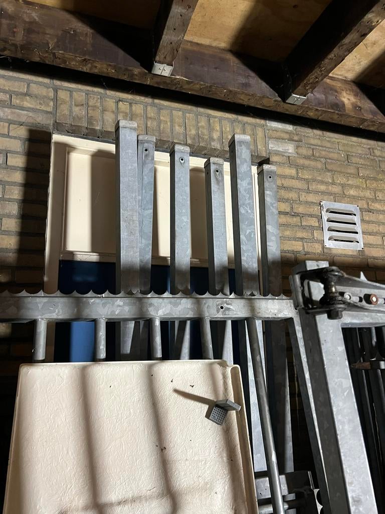 Heras hekwerken met dubbele  poort en staanders, Ophalen, Gebruikt, IJzer