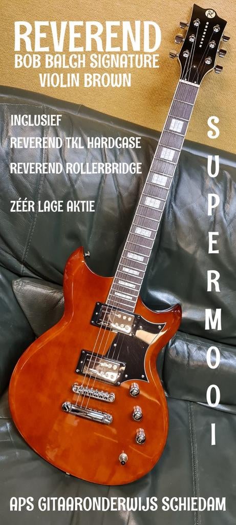 ALS NIEUW REVEREND BOB BALCH SIGN VIOLIN BROWN + €229 CASE, Muziek en Instrumenten, Snaarinstrumenten | Gitaren | Elektrisch, Ophalen of Verzenden