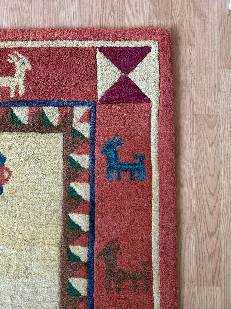 Handgeknoopt wollen vloerkleed - 235x160 cm, Gebruikt, Beige, 150 tot 200 cm, 200 cm of meer