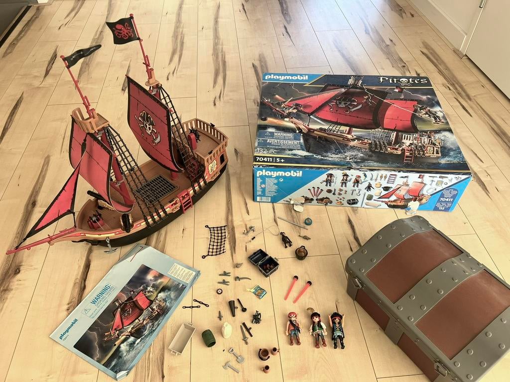 PLAYMOBIL 70411 Pirates - Piratenschip🏴‍☠️, Kinderen en Baby's, Speelgoed | Playmobil, Ophalen of Verzenden, Gebruikt