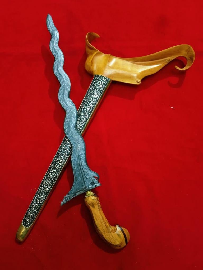 Antieke Keris Sabuk Inten 11 Luk Ngulit Semangka SVF74, Ophalen of Verzenden