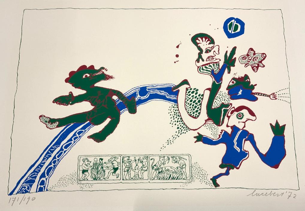 Lucebert L J Swaanswijk(1924)Zeefdruk"Vishnu,s Vrienden"Ges, Ophalen of Verzenden