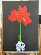 Schilderij Amaryllis 50 x 70, Ophalen, Nieuw, Schilderij, 50 tot 75 cm