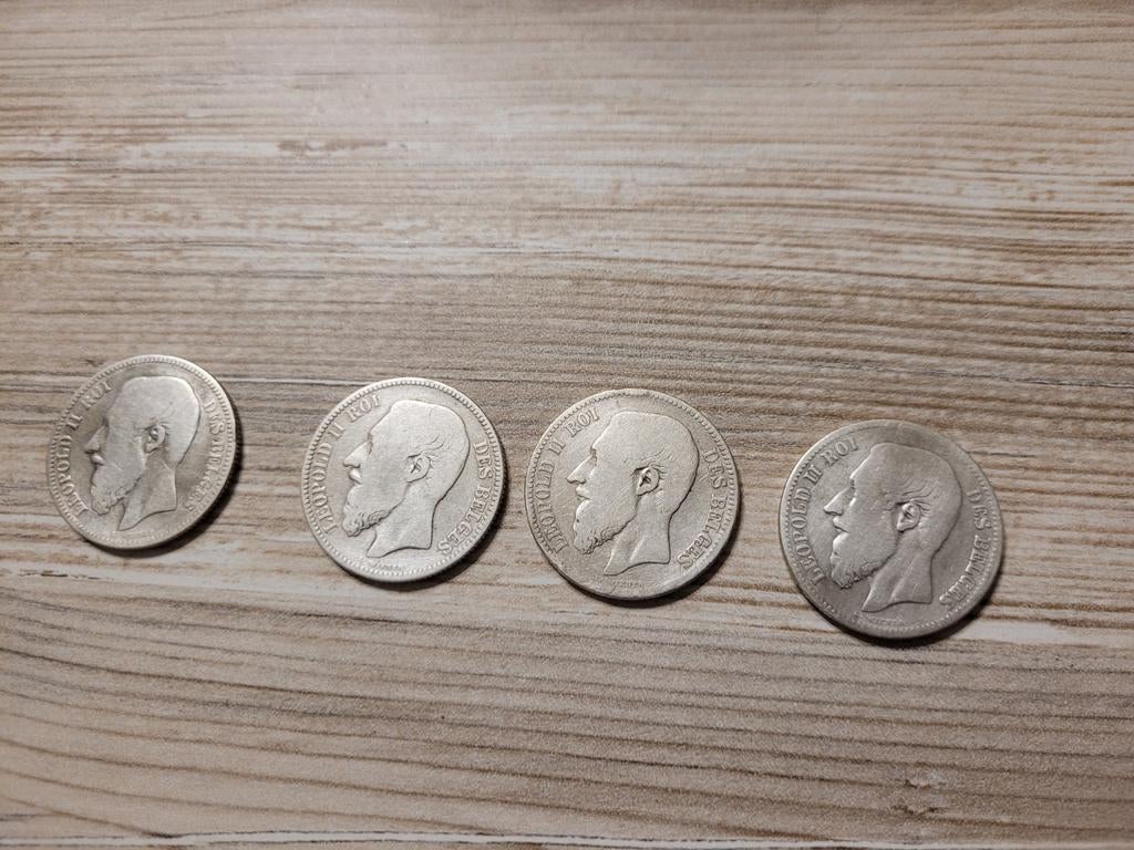 België 2 Frank Leopold II 0.8 Zilver - Set van 4, Postzegels en Munten, Munten | België, Ophalen of Verzenden, Zilver, Setje, Zilver