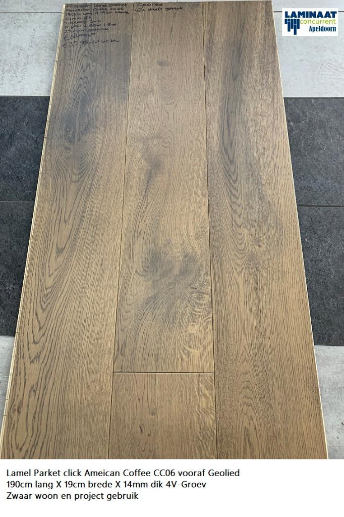Lamel Parket Click American Coffee Bruin 14mm dik 4V XXL, Bruin, 75 m² of meer, Nieuw, Ophalen of Verzenden