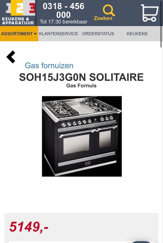 Nieuwe Solitaire Ascot Zwart 100cm Gas met Chroom afgewerkt, Warmhoudplaat, 60 cm of meer, Nieuw, Ophalen of Verzenden