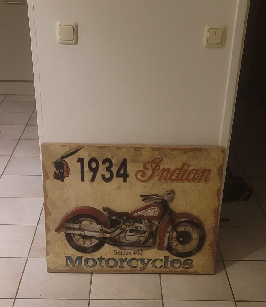 3D Wanddecoratie Vintage Metalen Reliëf Motor - 60x80 cm, Huis en Inrichting, Woonaccessoires | Schilderijen, Tekeningen en Foto's