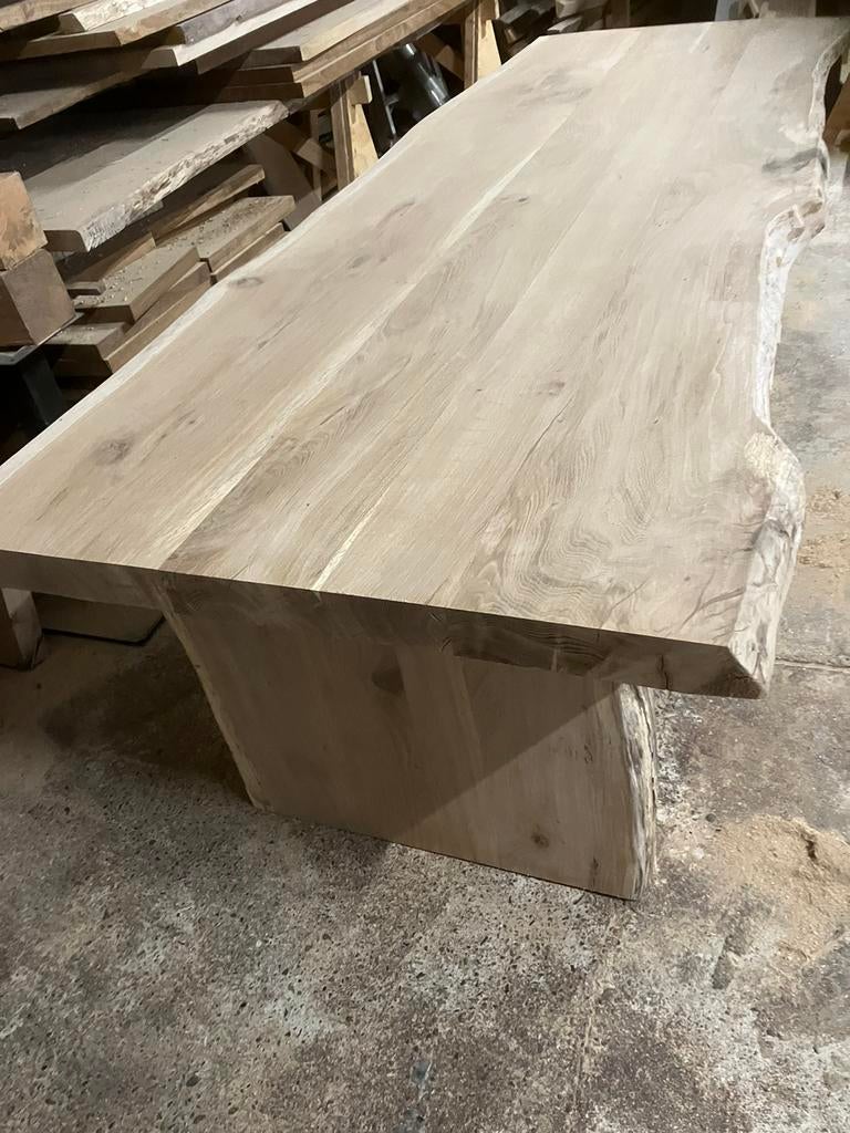 eikentafel stoere boomstam tafel bijna 8 dik met onderstel, Ophalen, Nieuw, 75 cm of meer, 60 cm of meer