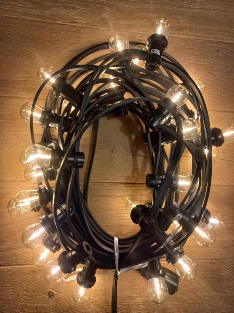 Prikkabel van 15 meter met warmwitte filamentlampen 1 watt, Ophalen of Verzenden, Nieuw, Overige