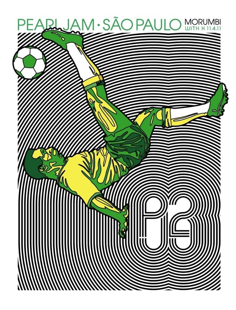 Pearl Jam São Paulo 2011 Jubileum Poster - Limited Edition, Verzamelen, Posters, Rechthoekig Staand, Met lijst, Ophalen of Verzenden