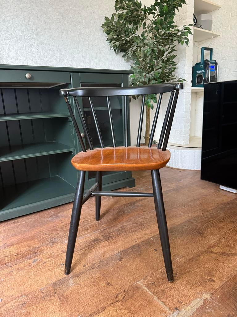 Vintage Scandinavische stoelen, Tapiovaara stijl, Huis en Inrichting, Stoelen, Gebruikt, Zwart, Ophalen of Verzenden, Eén