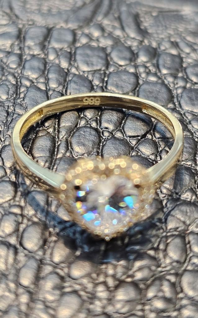 Prachtige 14karaat dames gouden ring met hart steen, Sieraden, Tassen en Uiterlijk, Ringen, Nieuw, Ophalen of Verzenden, Dame