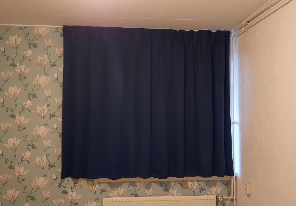 Gordijn marineblauw met embrasse, Gebruikt, Luxe en rustgevend, Blauw, 150 tot 200 cm