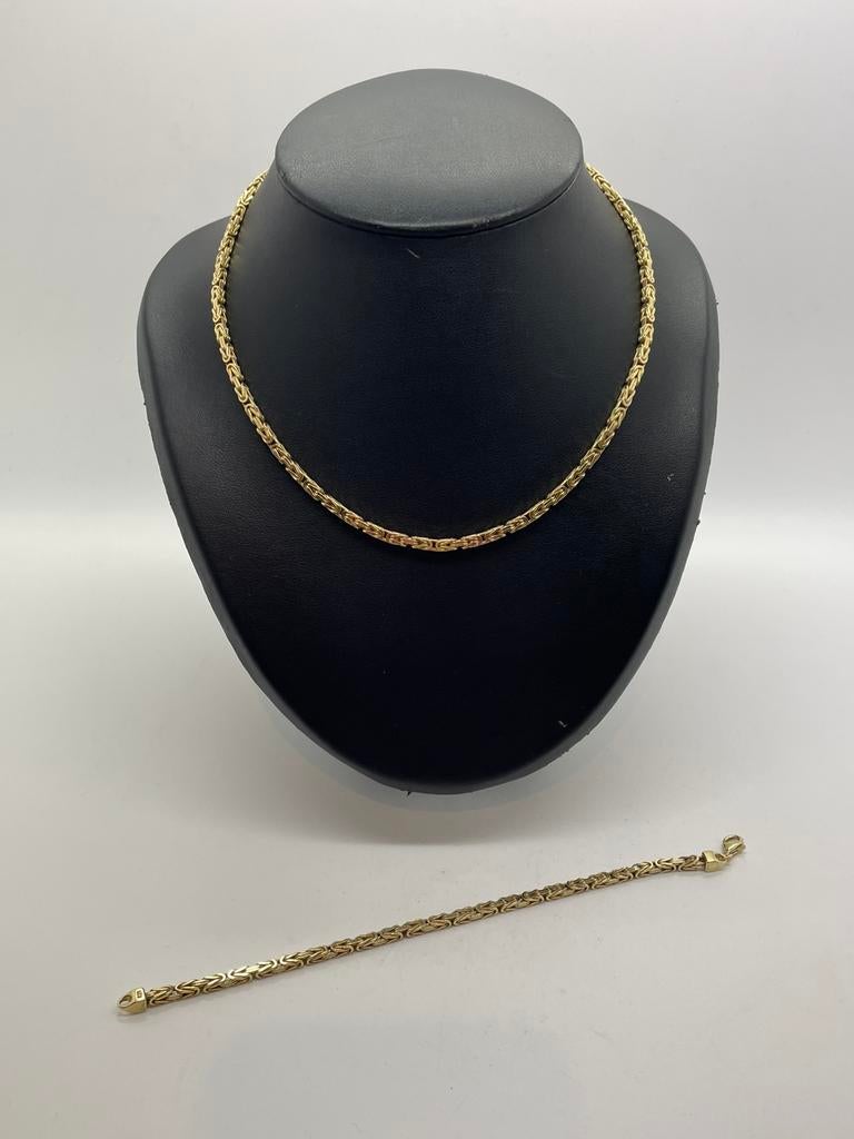 C120 Prachtige zilveren sieradenset koningsschakel goudkleur, Ophalen of Verzenden, Zilver, Overige typen, Verguld