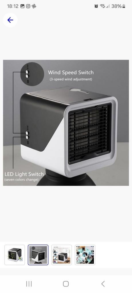 MEJC Mini Air Cooler - Persoonlijke Luchtkoeler, Timer, Minder dan 60 m³, Nieuw, 3 snelheden of meer