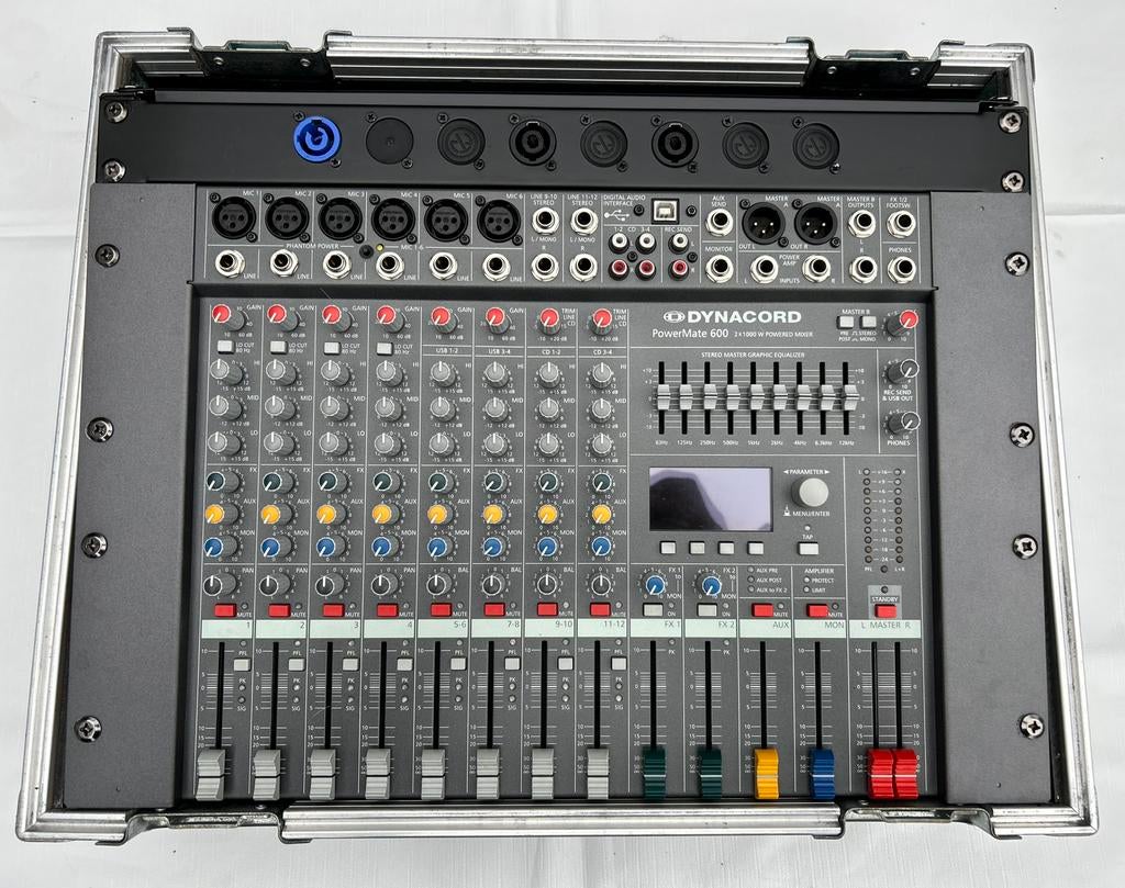 Dynacord PowerMate MKIII 600 Powered mixer 2x1000W., Ophalen of Verzenden, Zo goed als nieuw, 10 tot 20 kanalen
