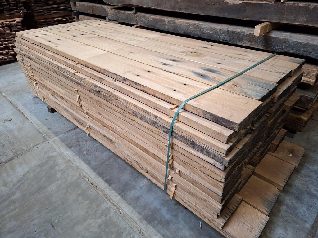 Oud eiken planken  Wagondelen  Spoorplanken wagonplanken, Doe-het-zelf en Verbouw, Hout en Planken, Ophalen of Verzenden, Gebruikt