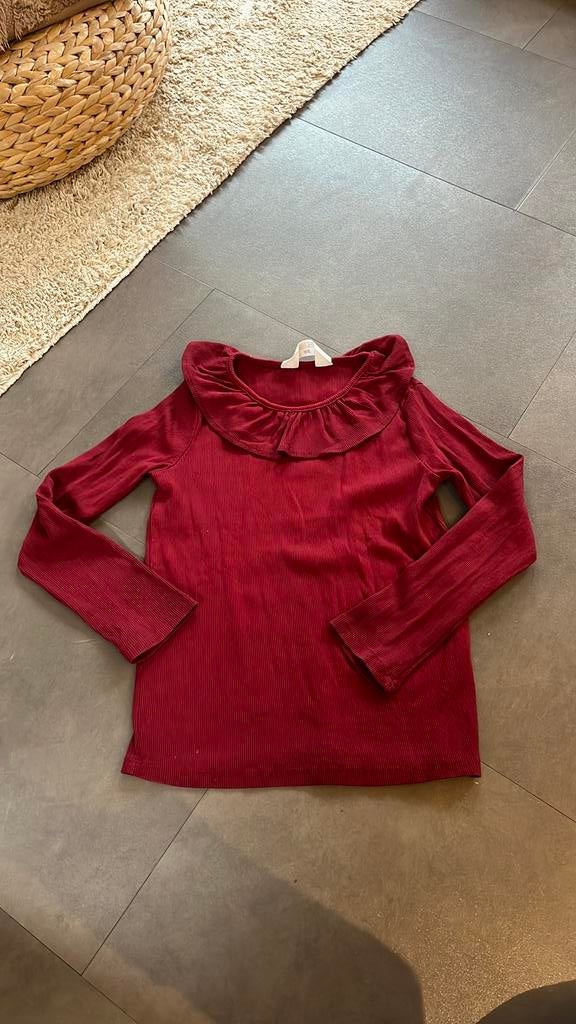 H&M rib top met kraag rood maat 122/128, Kinderen en Baby's, ., Ophalen of Verzenden, Zo goed als nieuw, .