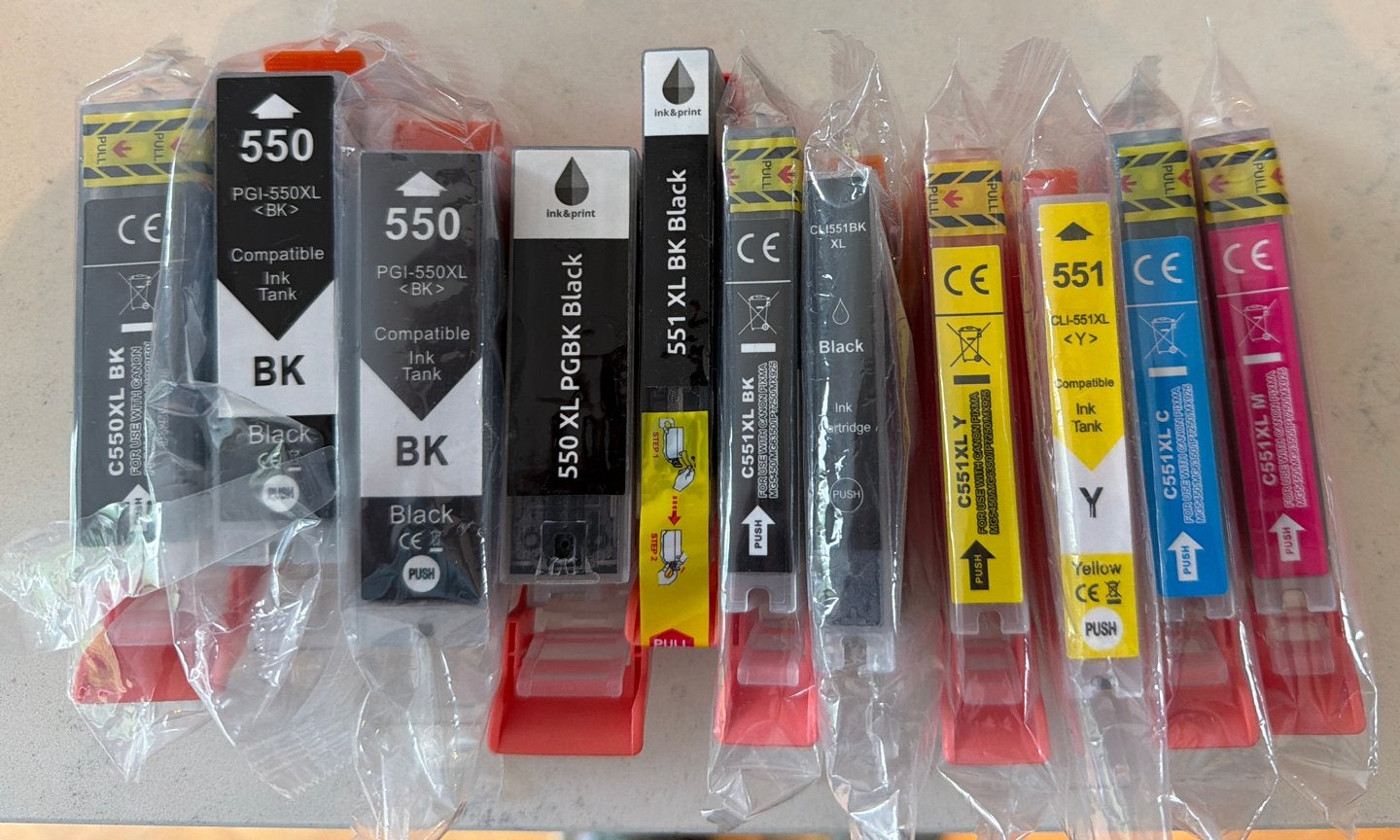 Inktcartridges Canon 550/551 XL - Compatibel (BK,Y,C en M), Ophalen of Verzenden, Nieuw, Cartridge
