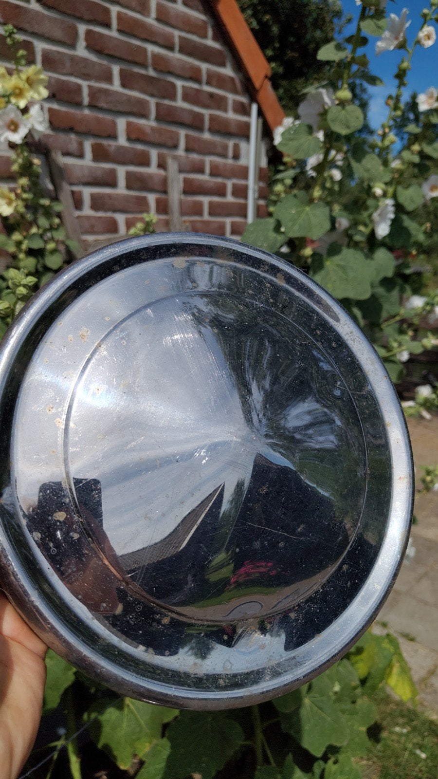 Vintage verchroomde wieldoppen 24,5 cm - set van 4, Auto diversen, Wieldoppen, Ophalen