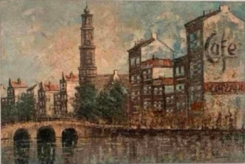 Schilderij schilder ten Pas te Pas uit de Haagse school., Verzenden