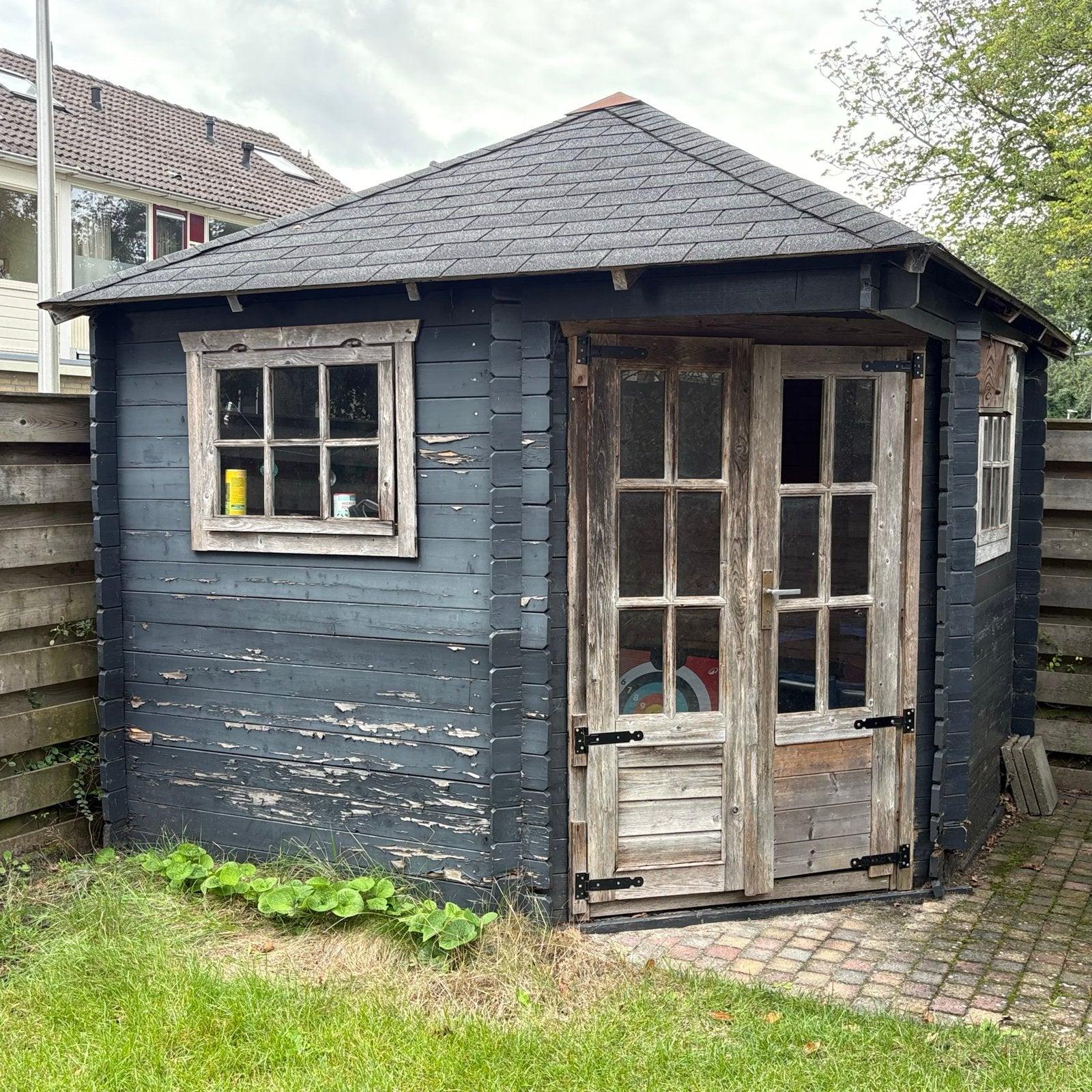 Houten tuinhuis/schuur 3x3m - Opknapper, Ophalen, Tuinhuis, 250 tot 500 cm, 2 ramen