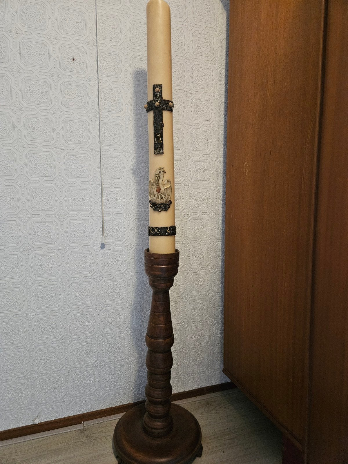 Houten kaarsenstandaard - Vintage, Antiek en Kunst, Ophalen, Overige materialen