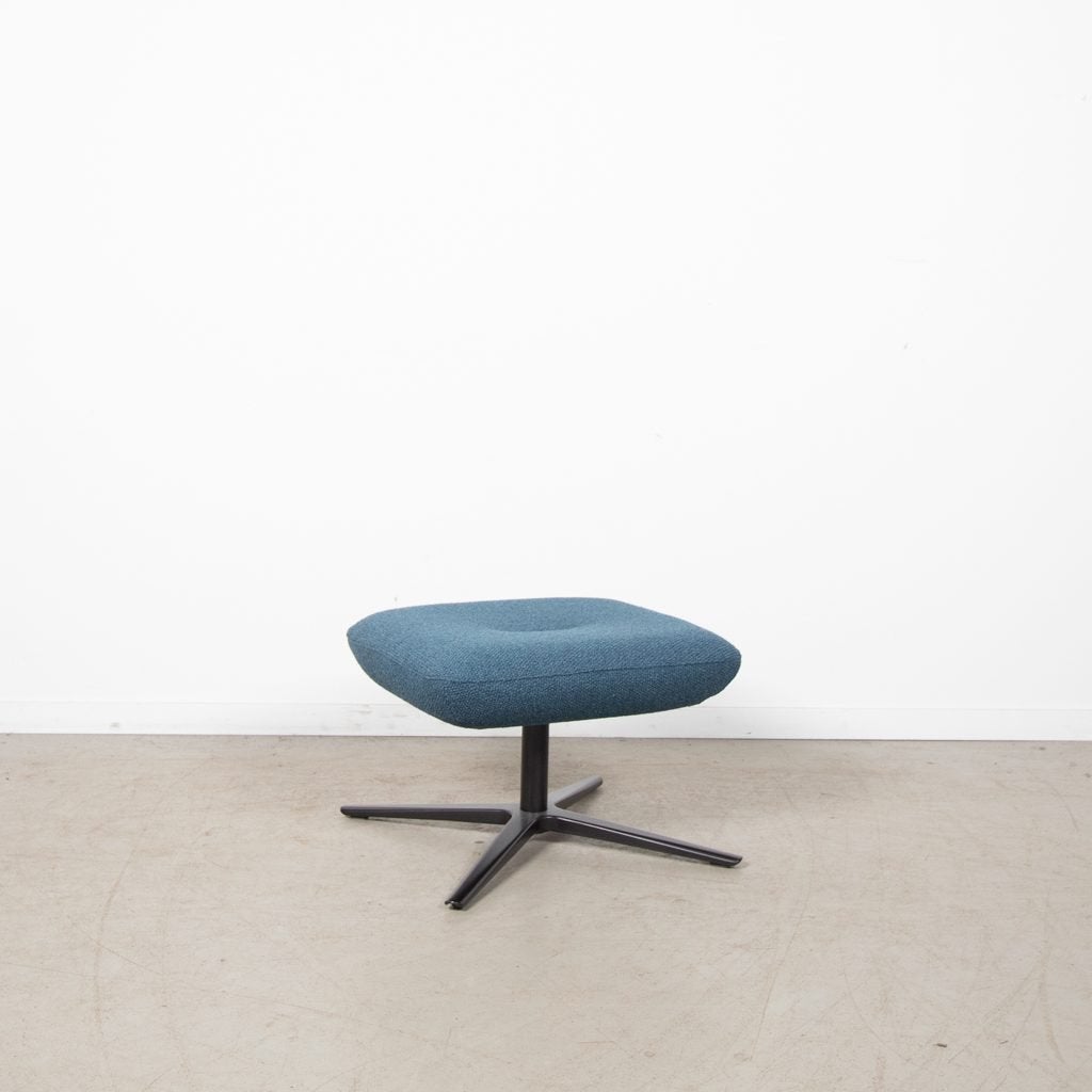 Leolux Caruzzo Fine Hocker Blauw Stof, Niet ingevuld, Zo goed als nieuw, Niet ingevuld, Niet ingevuld