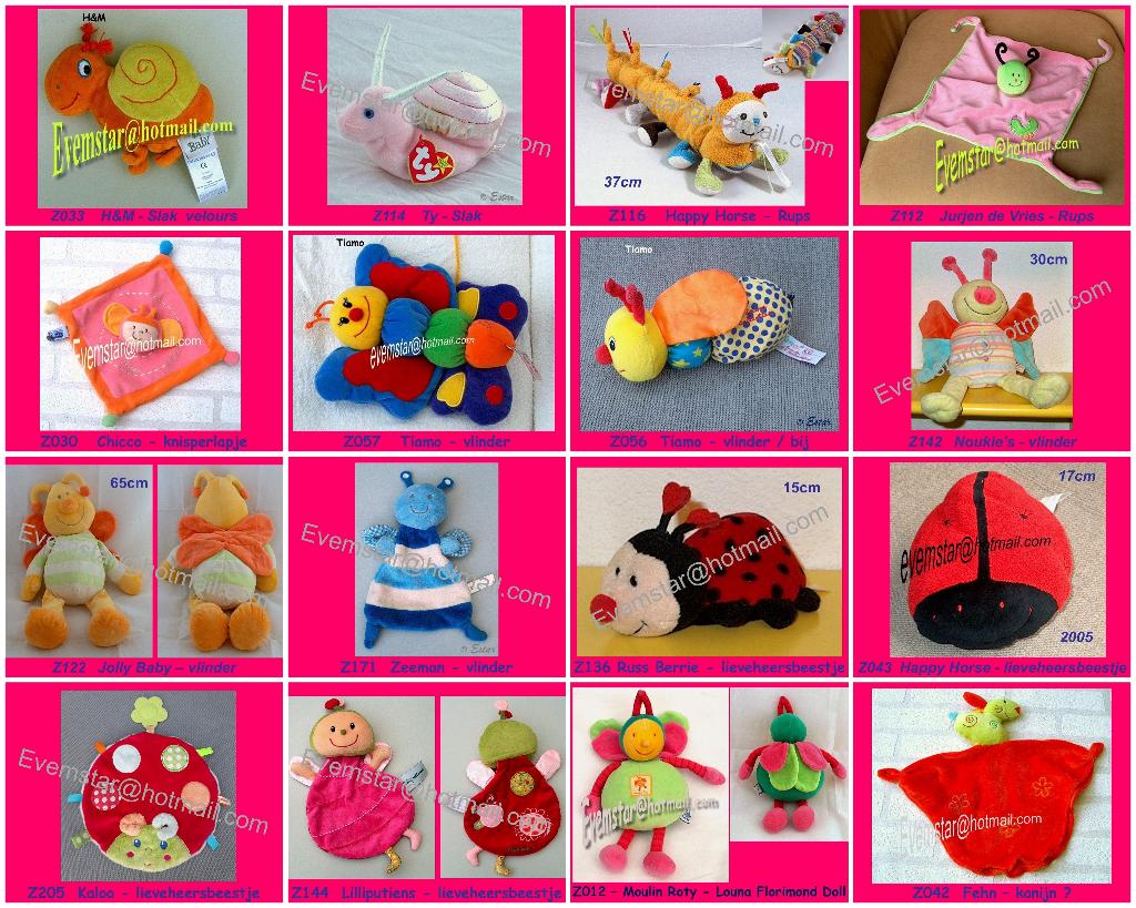 slak rups vlinder lieveheersbeestje bij, Kinderen en Baby's, Speelgoed | Knuffels en Pluche, Ophalen, Zo goed als nieuw, Overige typen