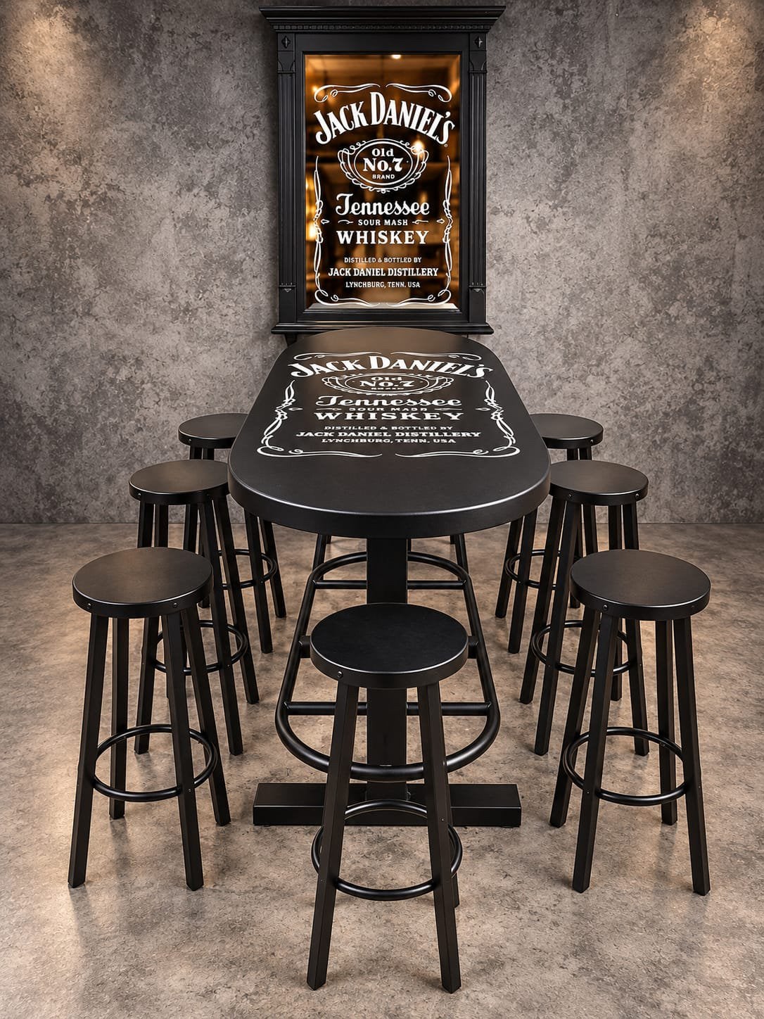 Jack Daniel’s Bartafel met krukken en spiegel, Ophalen