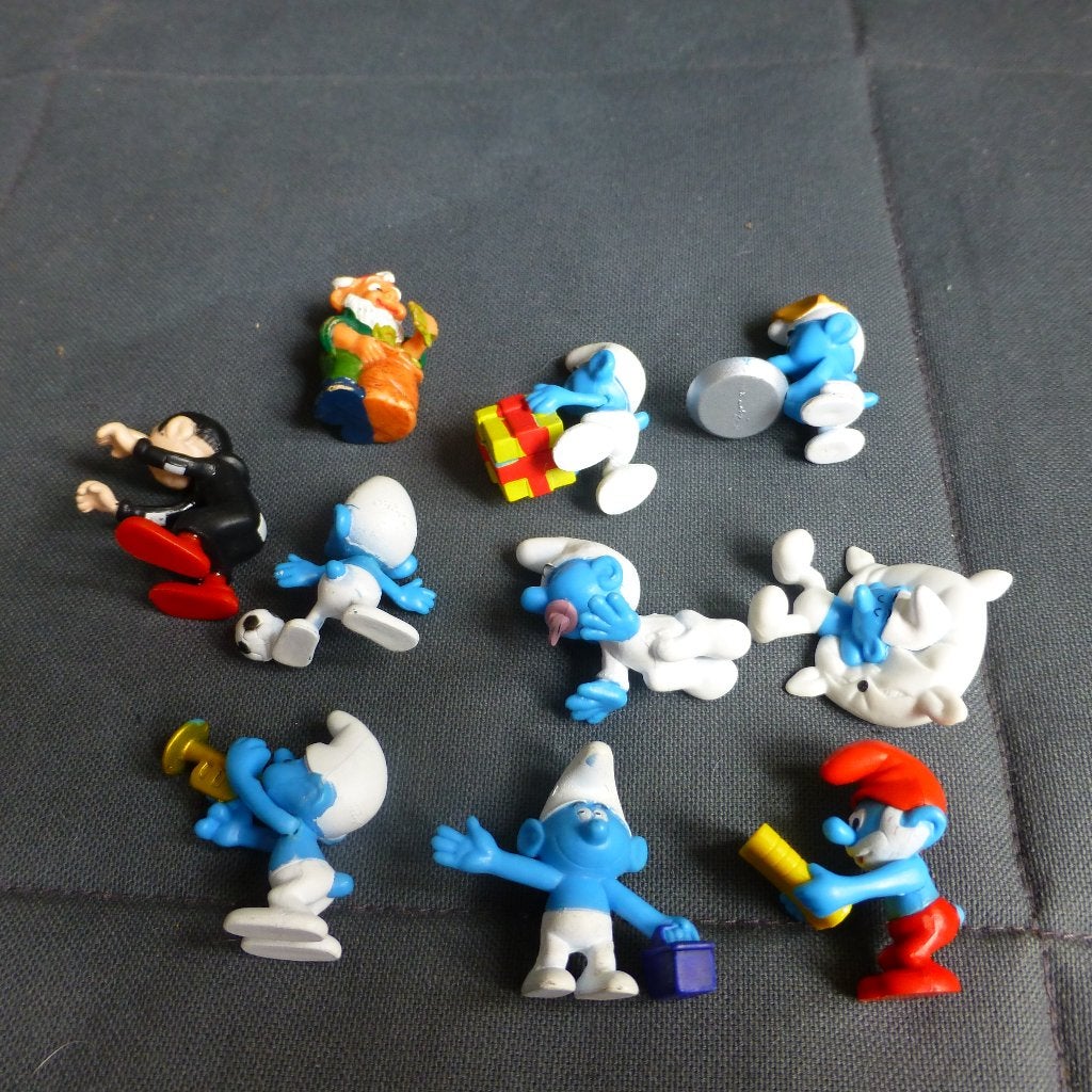 Smurfen poppetjes 9 stuks en eem kabouter, Verzamelen, Ophalen of Verzenden, Zo goed als nieuw, Verschillende Smurfen, Poppetje, Figuurtje of Knuffel
