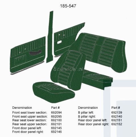 Volvo Bekleding Amazon 4D achterbankhoes groen zitting 1967-, Auto-onderdelen, Ophalen of Verzenden, Nieuw, Volvo