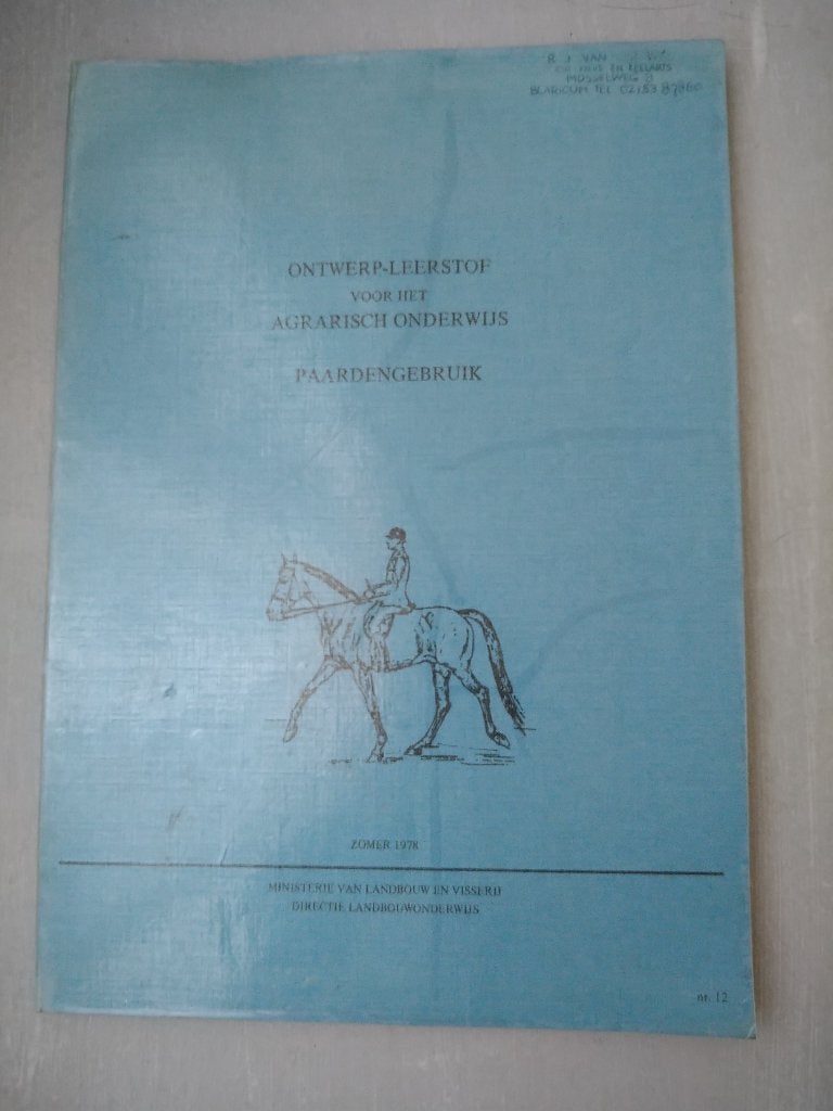 Ontwerp leerstof voor het agrarisch onderwijs paardengebruik, Boeken, Ophalen of Verzenden, Gelezen, Paarden of Pony's