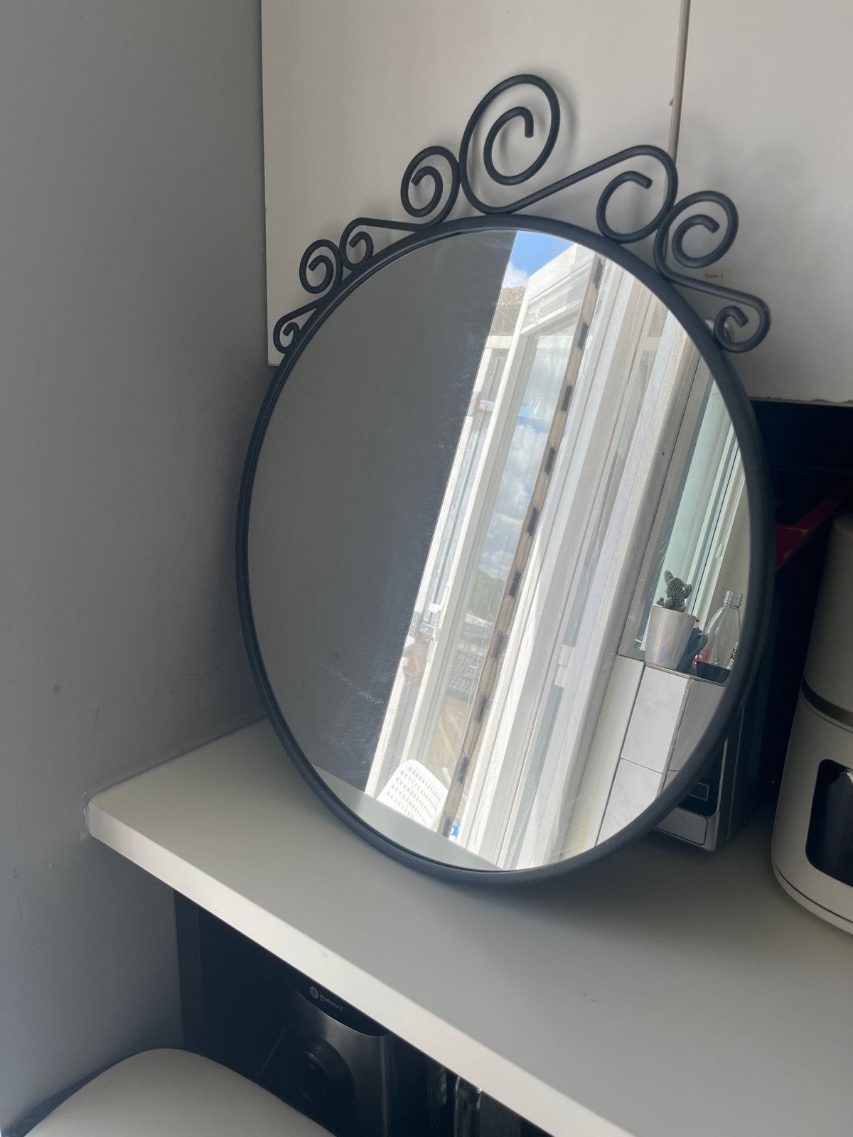 IKEA EKNE Spiegel - Rond met decoratieve rand, Ophalen, Minder dan 50 cm, Gebruikt, Rond
