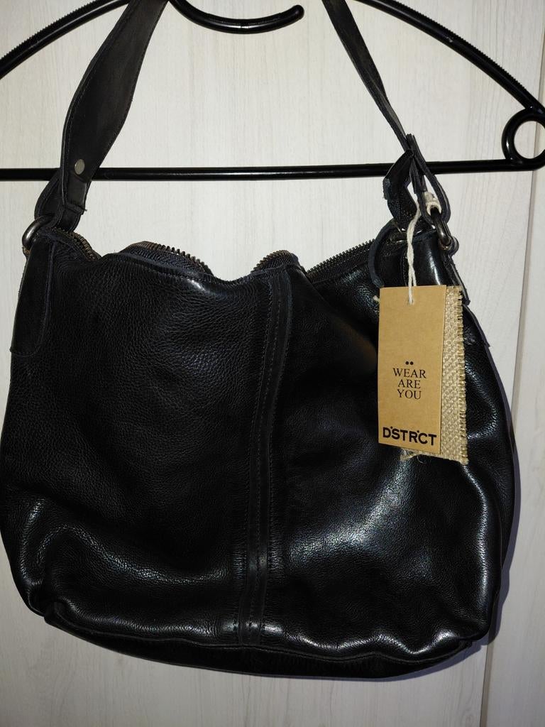 DSTRCT leren tas zwart leer NIEUW, Ophalen of Verzenden, Nieuw, Zwart, Handtas