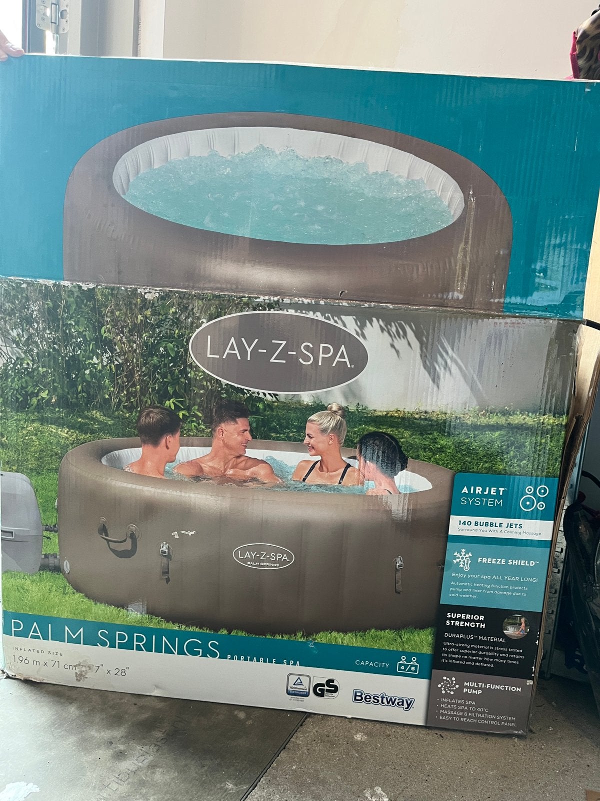 Bestway Lay-Z-Spa Palm Springs | 4-6 personen, Ophalen, Gebruikt, Afdekzeil, Opblaasbaar