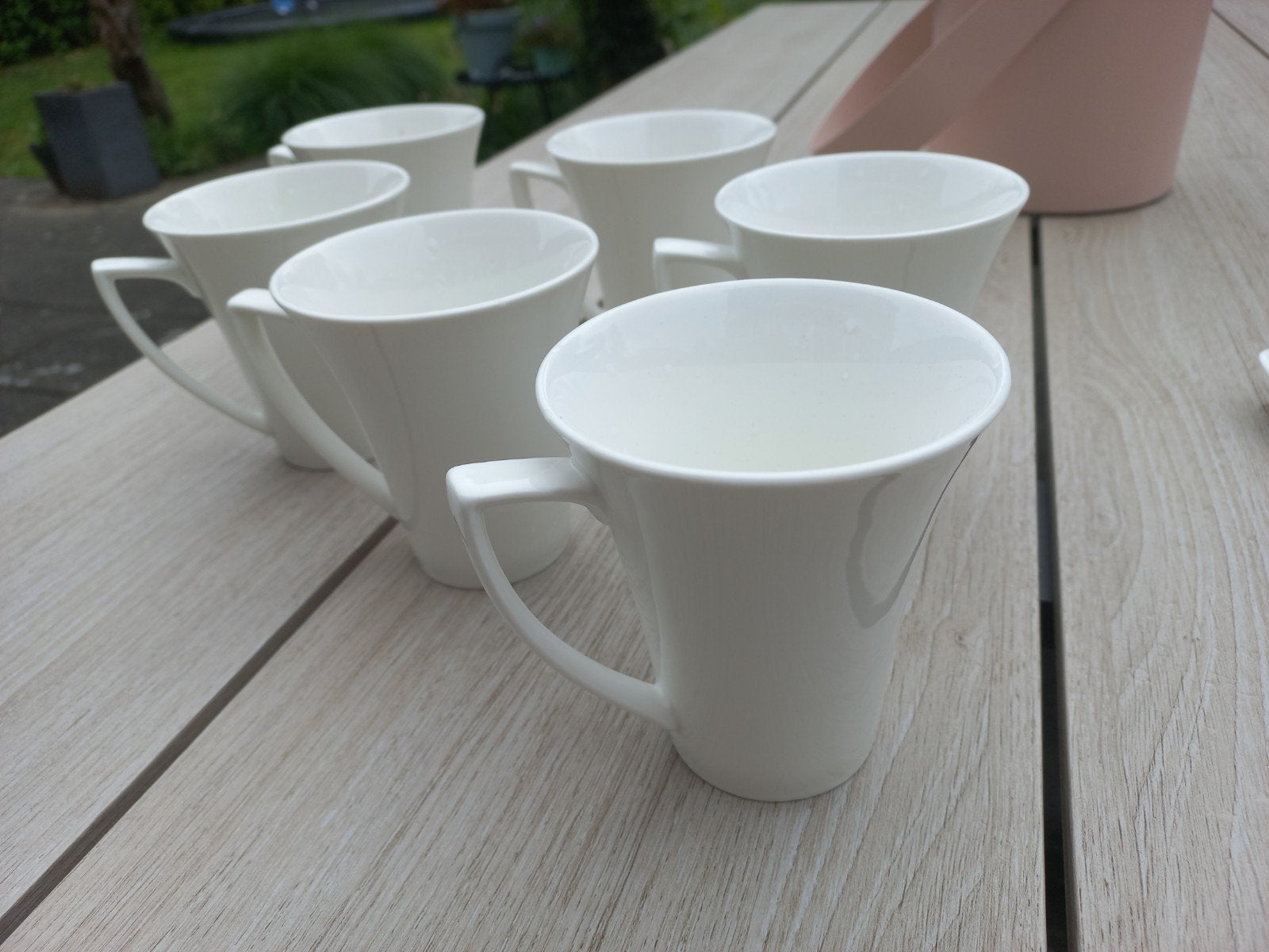Set van 6 Flirt by R&B mokken - Wit porselein, Ophalen, Overige typen, Zo goed als nieuw, Steen/keramiek