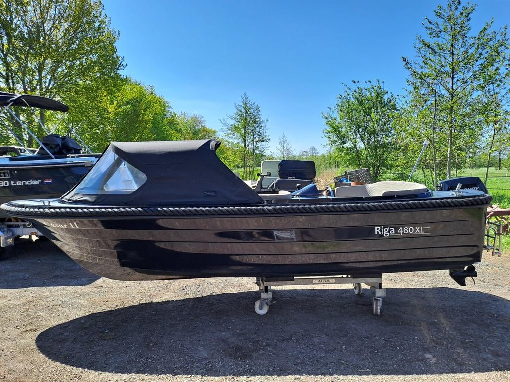 Riga 480 XL Lounge sloep Mercury 10 pk, Watersport en Boten, Ophalen of Verzenden, Zo goed als nieuw, Zonnedek