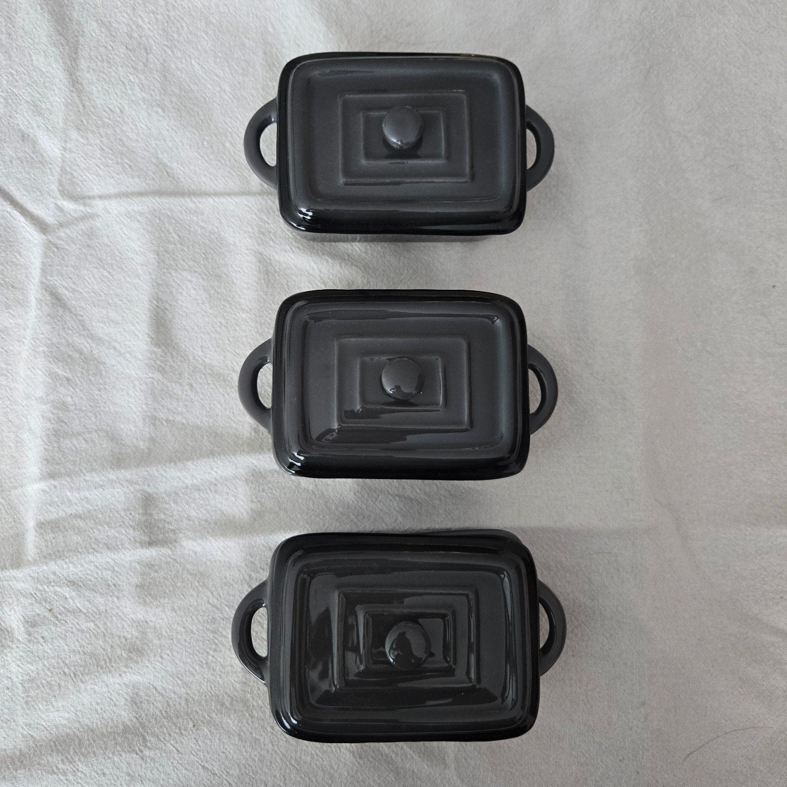 Set van 3 mini ovenschaaltjes - Donkergrijs, Nieuw, Overige typen, Nieuw, Ophalen of Verzenden, Steen/keramiek