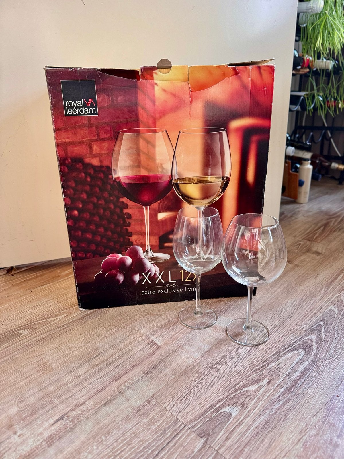 12 Royal Leerdam XXL wijnglazen - 2 verschillende maten, Ophalen, Zo goed als nieuw, Overige merken, Glas