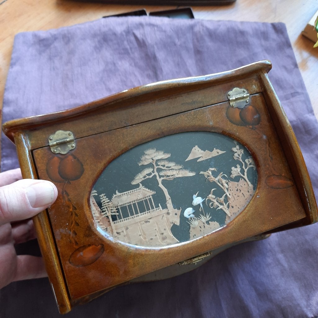 Prachtige Oude Chinese Houten Sieradendoos Kist, Verzenden