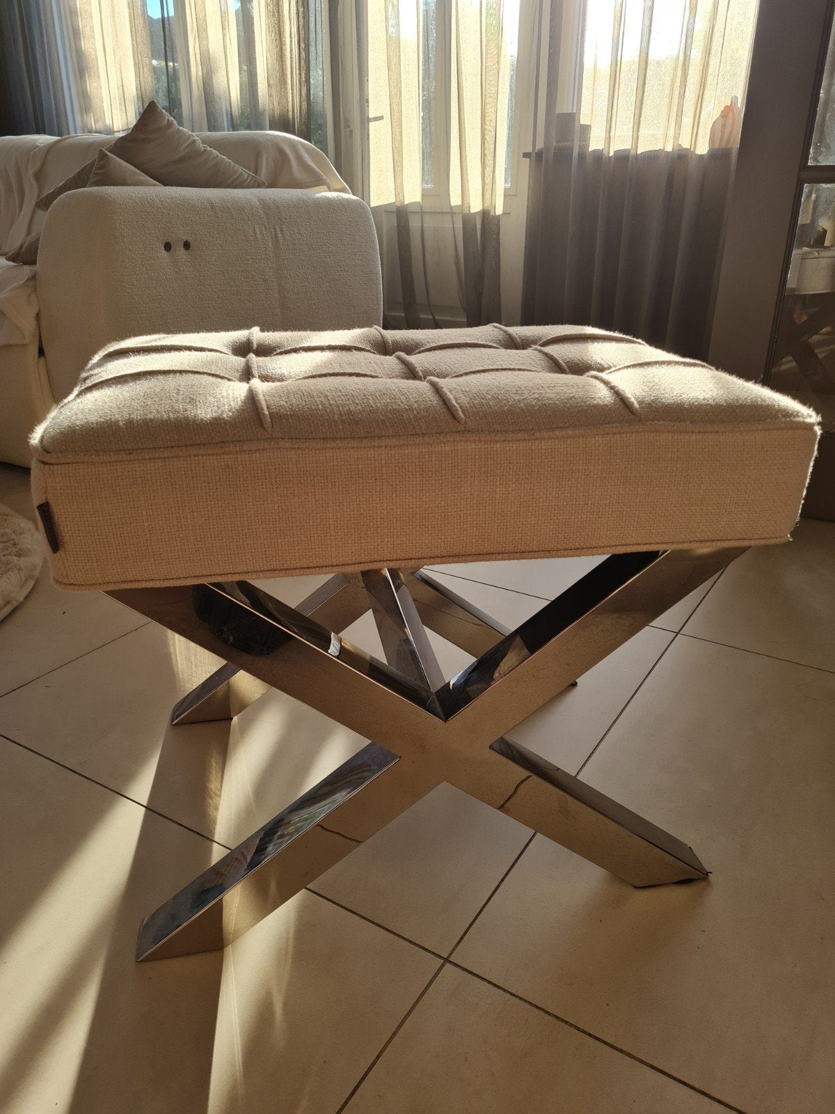EICHHOLTZ hocker Beekman- Luxe en stijlvol, Ophalen, Luxe, Modern, Chique, Zo goed als nieuw, Stof