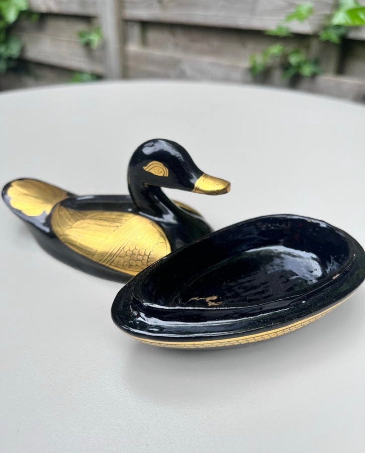 Zwart-gouden eend sieraden opbergbakje, Ophalen of Verzenden