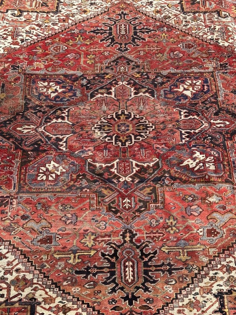 Groot Heriz Perzisch tapijt – 385 x 295 cm, Gebruikt, Wol, 200 cm of meer, Ophalen of Verzenden